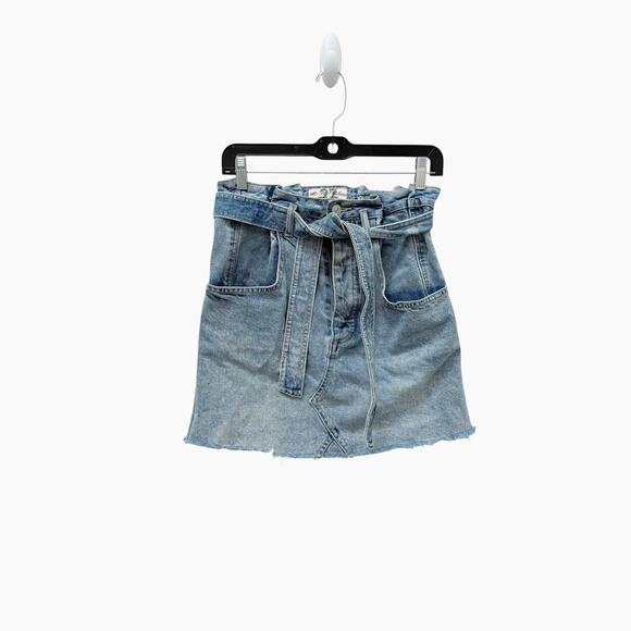 Free People East of Eden Belted Denim‎ Skirt Women’s Size 27 - Picture 2 of 6